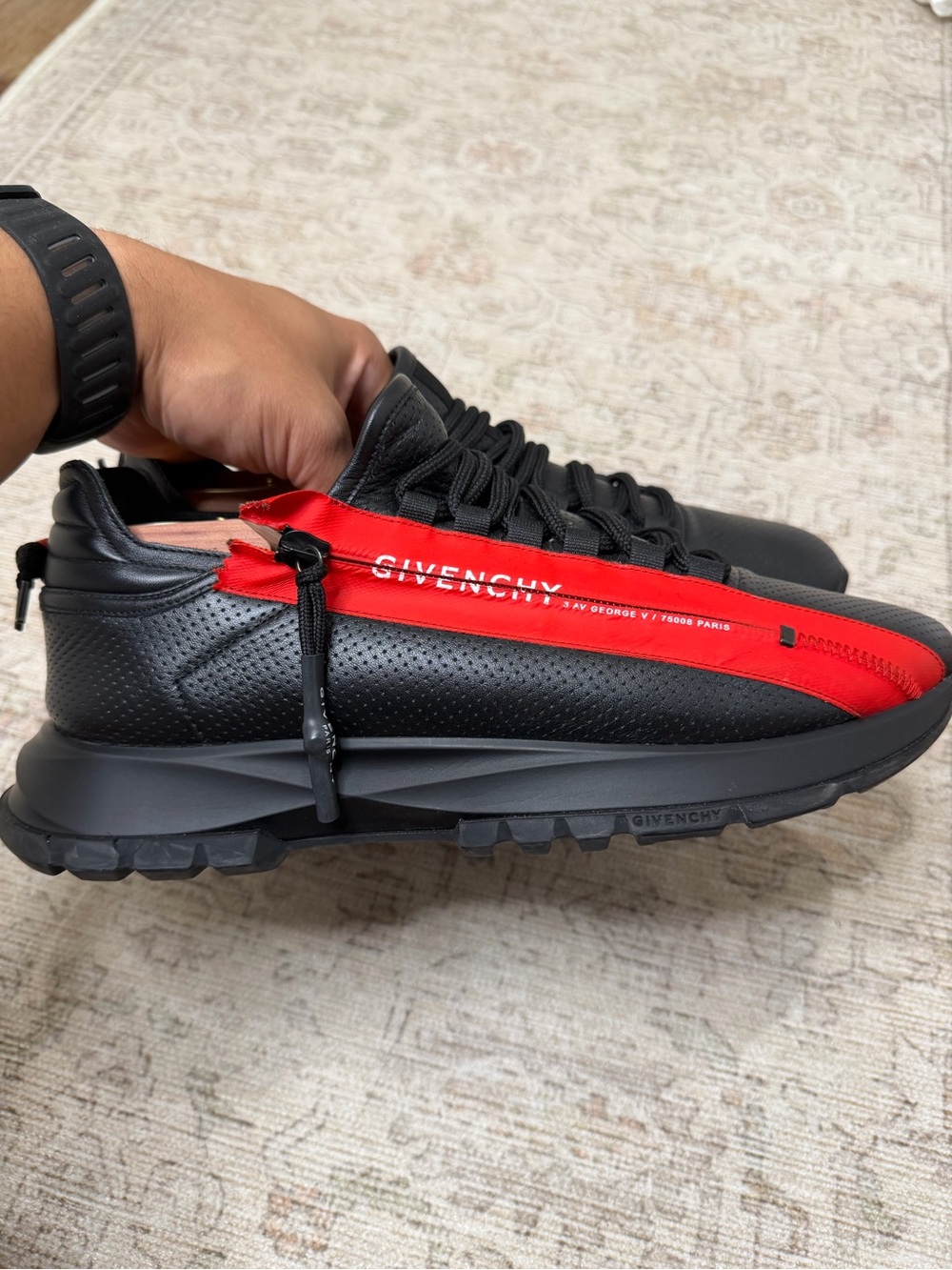 Givenchy Black Sneakers with Red Stripe — Men’s Designer Low-Top